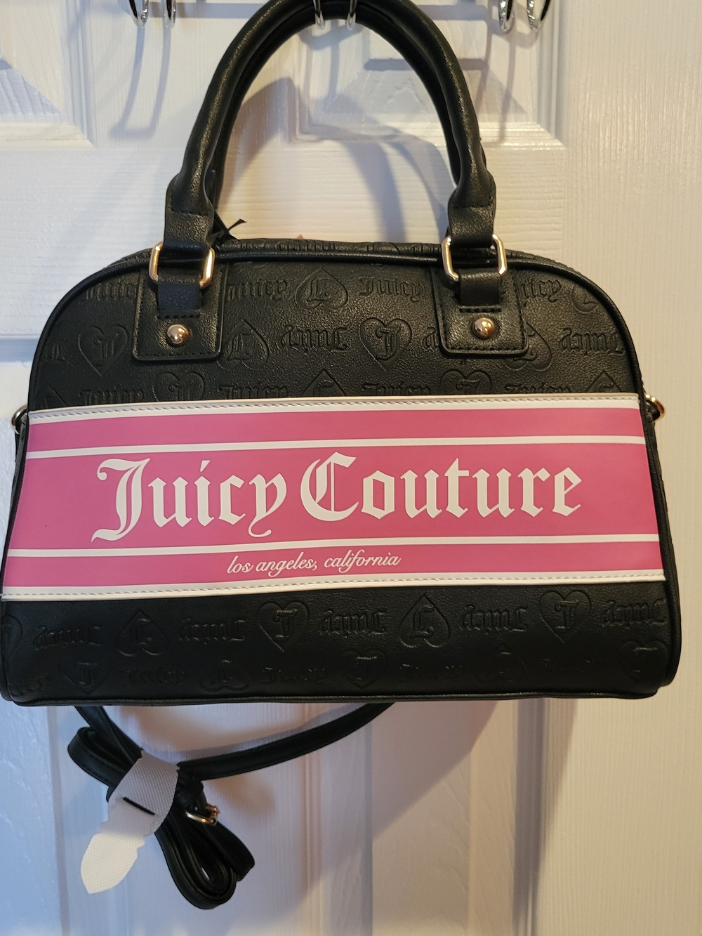 Juicy Couture Black & Pink Logo Dome Satchel